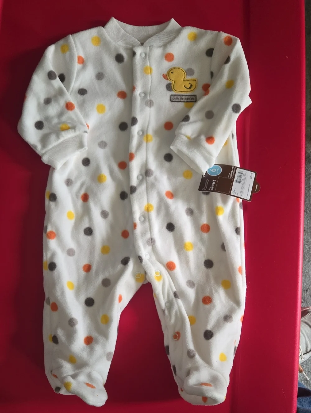 Carters 6 months One piece sleeper for Baby boy or girl NEW Duck dots Cute